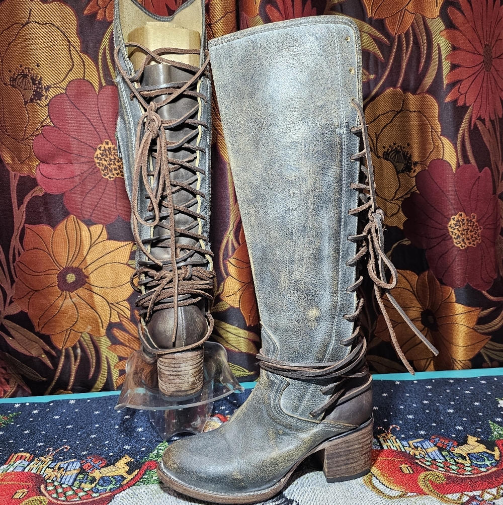 Freebird by Steven COAL Womens Size 8 Knee-High Leather Boot Equestrian Boho